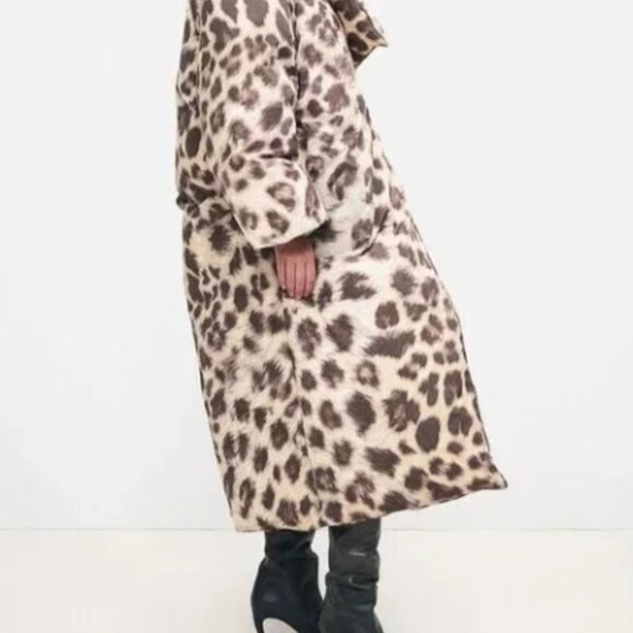 H&M Studio Animal Print Down Filled Long Puffer Coat XL - Picture 2 of 14